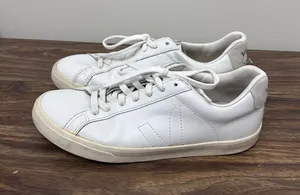 Veja Esplar White Leather Low Top Sneakers Womens Size 9 EU 40 Grey Suede Tab‎ thumbnail 1