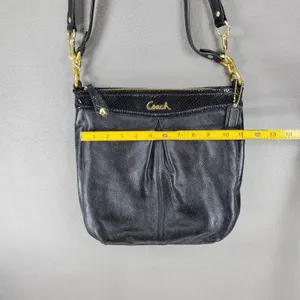 Coach‎ Crossbody Bag Womens Black Leather Snakeskin Trim Gold Hardware F20114 thumbnail 8
