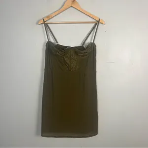 NEW Urban Outfitters Bustier Mini Slip Dress Lingerie Lace Large Green thumbnail 3