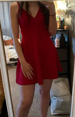 Amazon Red Spaghetti Strap Dress thumbnail 1