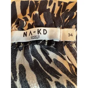 NA-KD Halter Animal Print Maxi Dress Black Tan Leopard Viscose Flowy Boho Size 4 thumbnail 6