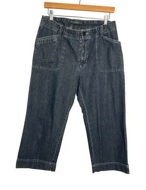 FrenchCuff Womens Denim Capris 10 Blue Dark Wash Patch‎ Pocket Utility Coastal thumbnail 1