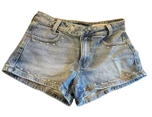 BCBGeneration Womens Low Rise Studded Denim Shorts Light Wash‎ Blue Size 0 24 thumbnail 1
