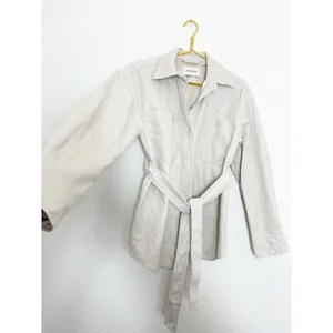 Aritzia Babaton Ava Jacket Vegan Leather Matte Pearl Belted Coat Size XS thumbnail 11