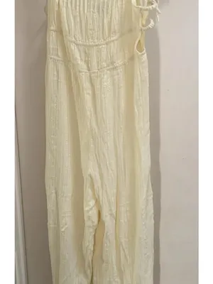Urban Outfitters UO Courtney Tie Off white Ivory Crème Jumpsuit Large New Lined thumbnail 6