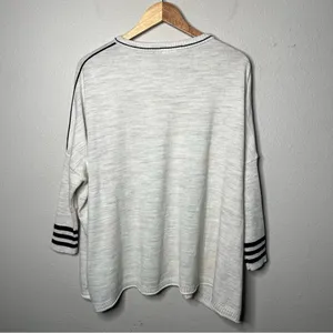 Mersea Heathered Cream Black Stripe Catalina Crewneck Sweater One Size thumbnail 4