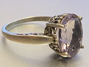 Vintage KABANA Sterling Silver Oval Amethyst Ring Size 9 Ornate thumbnail 2