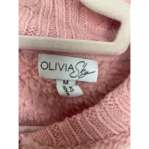 Olivia Sky Blush Bomber Jacket‎ Fuzzy Cozy Winter Buttery Soft Zip Baddie NWTs M thumbnail 6