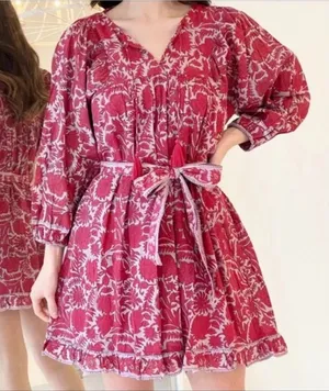 Cleobella Kaz Mini Dress Floral Print Statement Sleeves 100% Cotton Size‎ Xs thumbnail 1