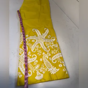 Anthropologie Yellow Wide Leg Pants with White Paisley thumbnail 12
