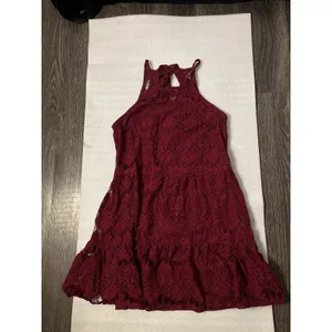 Xtraordinary Lace Maroon Mini Dress M Formal Special Occasion Cocktail Coquette thumbnail 5