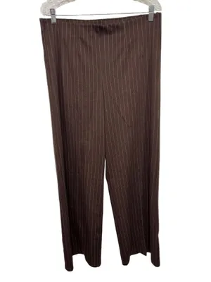 H&M Brown Pin Stripe Straight Leg Casual Pants Size L NEW thumbnail 2