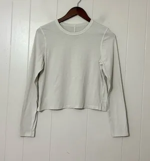 Lululemon Classic Fit Long Sleeve Top Bone Ivory Cotton Blend Tee (no size ) thumbnail 1