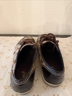 Coach Signature C Jacquard Patent Leather Low Top Sneakers Brown Khaki Size 7 thumbnail 15