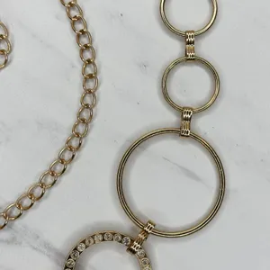 Rhinestone Gold Tone Circle Chain Link Belt OS ✨ thumbnail 4