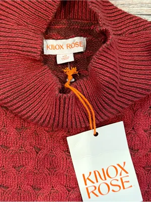 NWT Knox Rose Women’s Red Mock Neck Cable Knit Sweater XXL Fall Cozy Cottagecore thumbnail 2