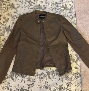 Express Brown Leather Jacket thumbnail 1