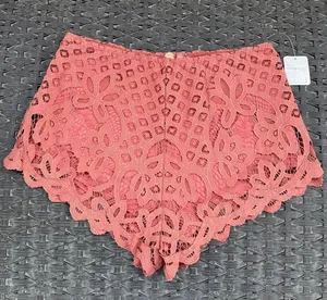 Free People Brown Burgundy Adella Lace Shorts thumbnail 1