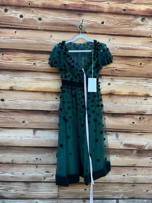 NWT MAC DUGGAL Green Embellished Butterfly Sleeve Velvet Hem Midi Dress Size 2 thumbnail 6