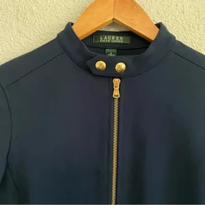 Ralph Lauren Blue Ponte Zip Front Size 4 Tailored Style Jacket thumbnail 5