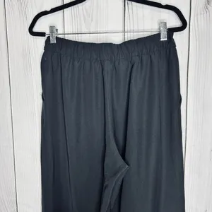 LULULEMON Noir Pant Women Sz 10 Wide Leg Tie Elastic Waist Black Slash Pockets thumbnail 5