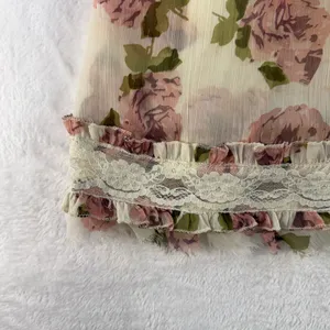 VTG Y2K Passport S Babydoll Top Floral Lace Ruffle Romantic Coquette Cottagecore thumbnail 4