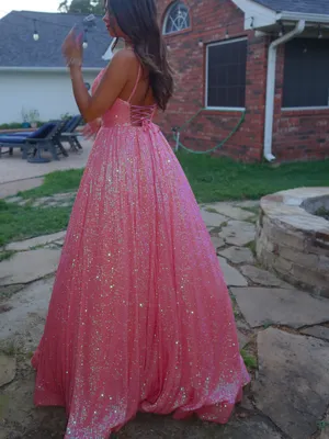 Authentic Sherri Hill 54261 Coral Glitter Ballgown pageant Prom Dress Size 0 thumbnail 2