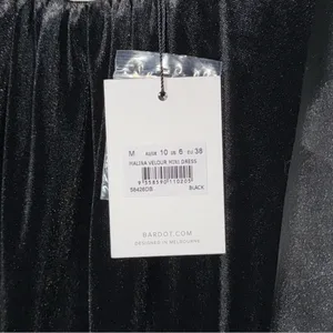 Bardot Marina Velvet Backless Mini Dress Black Womens 6 Medium Sheer Sleeves New thumbnail 10