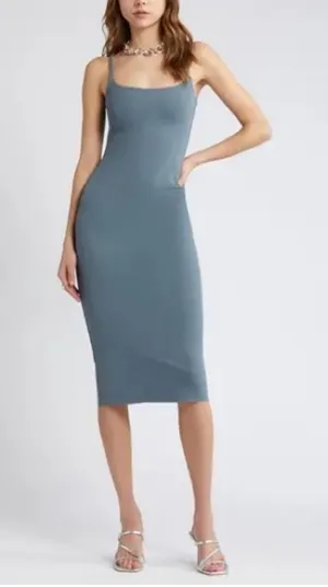 Open Edit Smooth Edit Strappy Midi Bodycon Dress XS Dusty Blue thumbnail 1