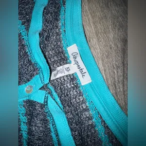 Vintage Y2K Aeropostale black, grey, teal striped knit sweater thumbnail 2