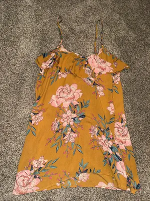 Billabong Floral Yellow Mustard Smocked Granny Dress thumbnail 6