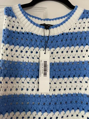 Vestique Blue and White Crochet Top thumbnail 5