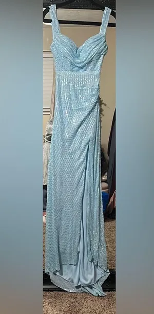 Blue Ruched Sweetheart Maxi Dress for Prom thumbnail 1