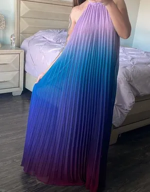 L’Atiste by Amy Pleated Rainbow Halter Maxi Dress thumbnail 2