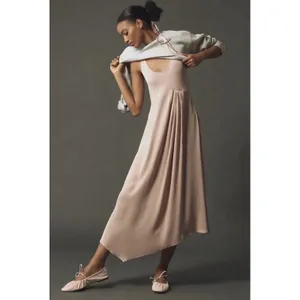Anthropologie Gemini Mixed Media Slip Dress Mauve Pink Minimalist Romantic S thumbnail 2