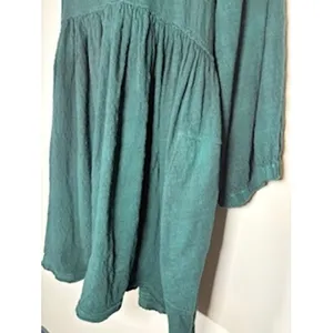 Free People Beach Babydoll Dress Green Long Sleeve Gauze Lagenlook Boho Small thumbnail 3