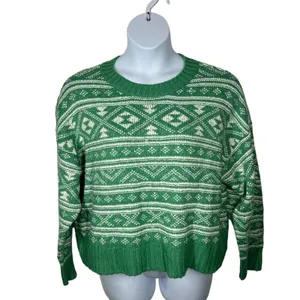 American Eagle Snowdrift Fair Isle Sweater | Green & White | Large thumbnail 5