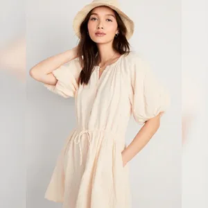 Old‎ Navy Waist-Defined Puff-Sleeve Mini Dress Large NWT thumbnail 5