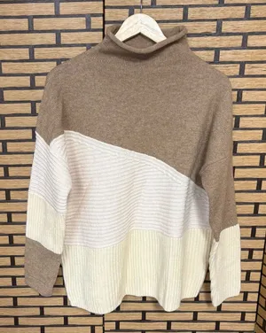 French Connection‎ Tan And White Turtle Neck Sweater Size Small thumbnail 1