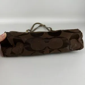 Authentic Coach Signature Jacquard Holiday Tote Chocolate Metallic Patchwork thumbnail 4