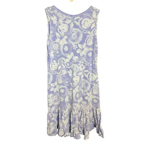 Fresh Produce Lavender White Floral Swirl Pattern‎ 100% Cotton Tank Dress Sz S thumbnail 2