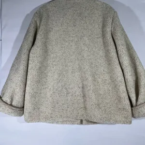 Cozy Sherpa Reversible Jacket W/Corduroy Trim Womens‎ Petite LG Cream & Tan NEW thumbnail 2