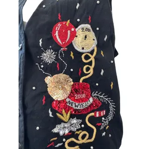 Vintage ‘90s Karen Scott Y2K Millennium Beaded Sequined Embroidered V-Neck Vest thumbnail 4