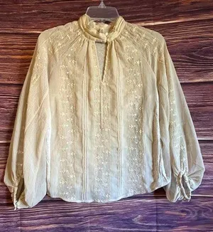 Tiny victorian style, cream color, long sleeve shirt. Size X-Small. thumbnail 1