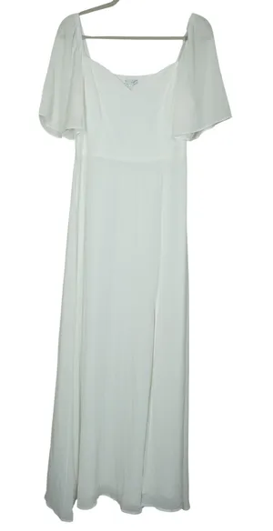 Baltic Born NEW Large Sierra Sweetheart Maxi Dress White Flutter Sleeve Bridal thumbnail 1