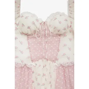 NWT!!‎ FOR LOVE & LEMONS Francine Floral Patchwork Mini Dress Lace Coquette XS thumbnail 6