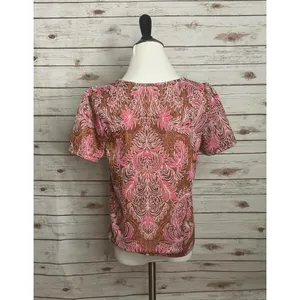 by Anthropologie metallic floral brocade short sleeve top Size Small thumbnail 5