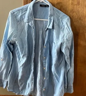 Apt 9 light denim button down long sleeve shirt size large thumbnail 1