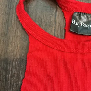 Betty Boop Graphic Biker Motorcycle Halter Crop Top Red Tie Back XS Y2K Edgy thumbnail 3