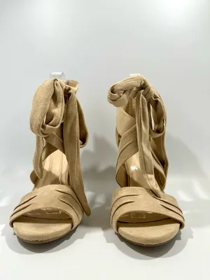 Wild Diva Natural Block Heel Sandals with Ankle Tie 8 Festival Neutral New thumbnail 5